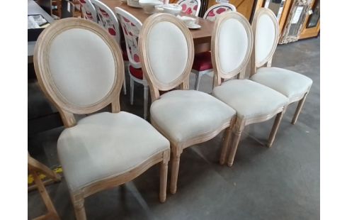 4 CHAISES ST MÉDAILLON BOIS ET TISSUS