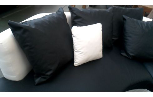 SALON D'ANGLE DESIGN NOIR BLANCHE SIMILI CUIR