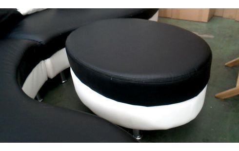 SALON D'ANGLE DESIGN NOIR BLANCHE SIMILI CUIR