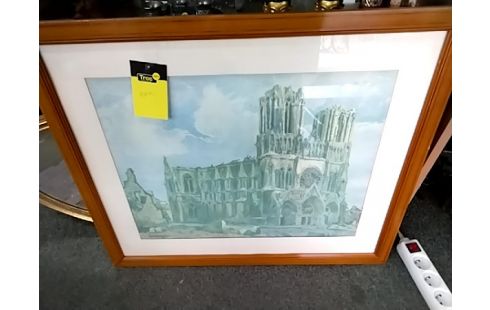 CADRE SOUS VERRE REPRODUCTION CATHEDRALE DE REIMS