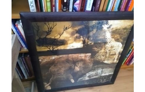 CADRE ELEPHANT ET GIRAFE