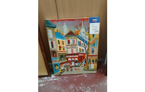 TABLEAU ART NAIF MONTMATRE 41X32CM