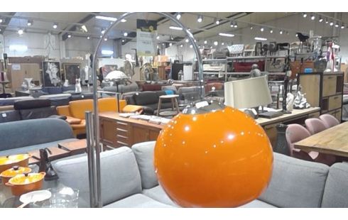 LAMPADAIRE VINTAGE ABAT JOUR ORANGE