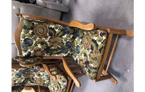 ROCKING CHAIR CHENE MOYEN MOTIFS FLORAUX