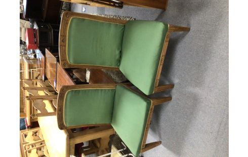 FAUTEUIL CHENE TISSU VERT LA PAIRE