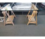 BUREAU PLATEAU VERRE TRÉPIEDS BOIS