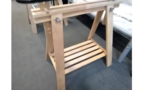 BUREAU PLATEAU VERRE TRÉPIEDS BOIS