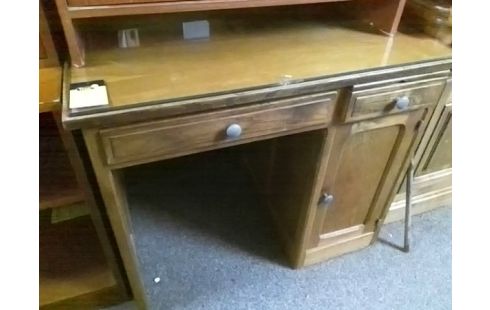 BUREAU BOIS AVEC PLATEAU VERRE 2T 1P