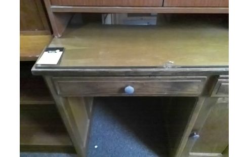 BUREAU BOIS AVEC PLATEAU VERRE 2T 1P