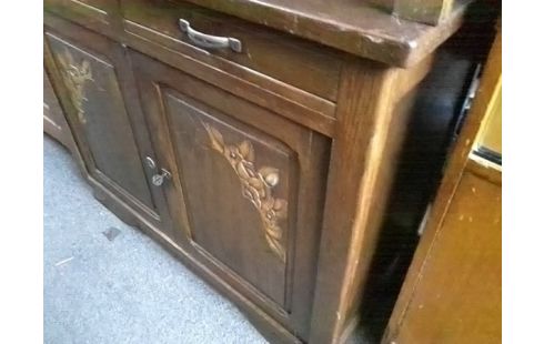 MEUBLE 2P 2T BOIS AVEC FLEURS