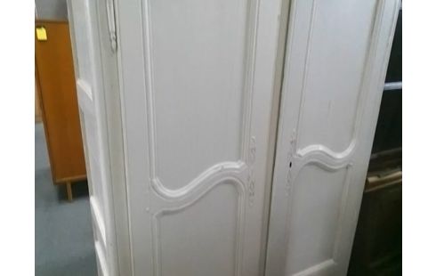 ARMOIRE BLANCHE EN BOIS 2P (AVEC ETAGERES)