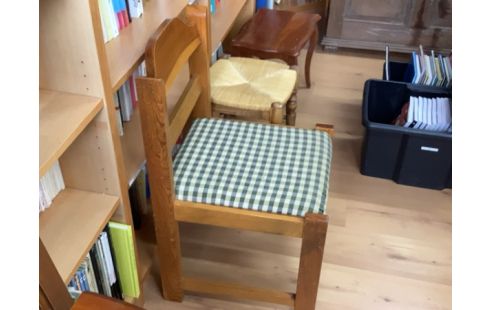 CHAISE EN PIN TISSU ANNÉE 80