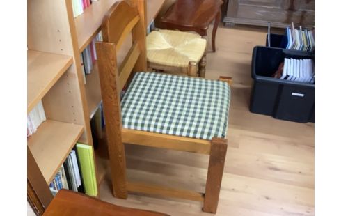 CHAISE EN PIN TISSU ANNÉE 80