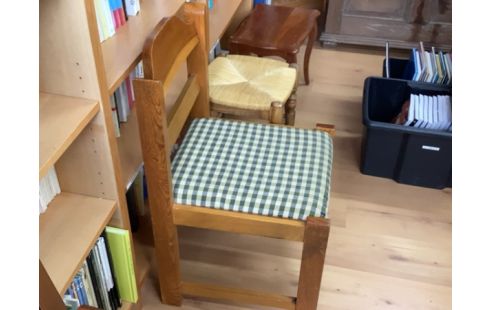 CHAISE EN PIN TISSU ANNÉE 80