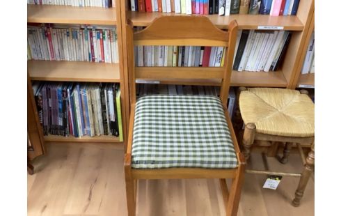 CHAISE EN PIN TISSU ANNÉE 80