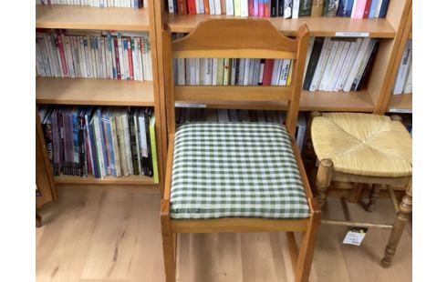 CHAISE EN PIN TISSU ANNÉE 80