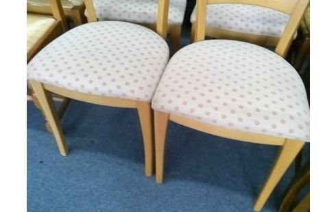 LOT DE 4 CHAISES BOIS ASSISE TISSU