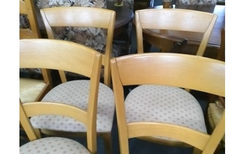 LOT DE 4 CHAISES BOIS ASSISE TISSU