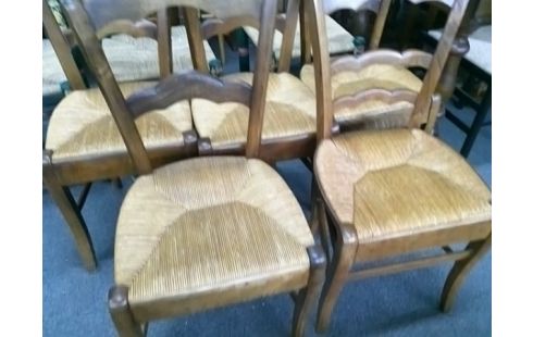 LOT DE 5 CHAISES PAILLEES