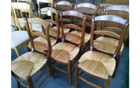 LOT DE 7 CHAISES PAILLEES