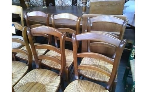 LOT DE 7 CHAISES PAILLEES