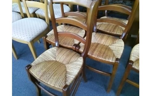 LOT DE 7 CHAISES PAILLEES