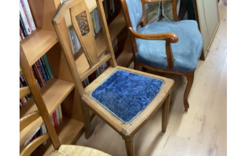 CHAISE ART DECO VELOURS BLEU