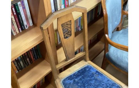 CHAISE ART DECO VELOURS BLEU