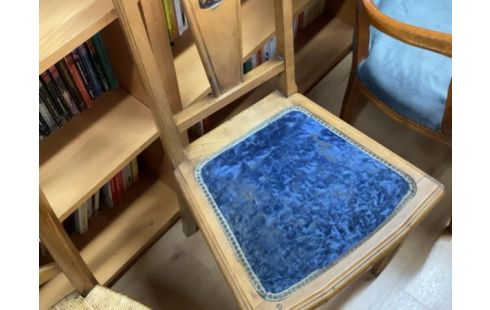 CHAISE ART DECO VELOURS BLEU