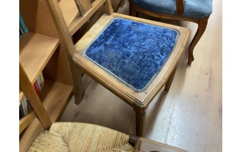 CHAISE ART DECO VELOURS BLEU