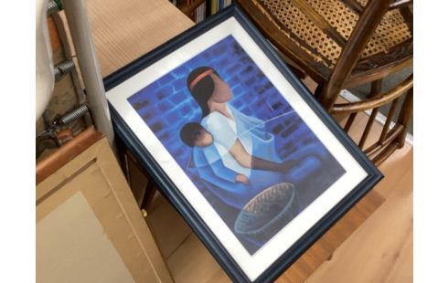 CADRE BLEU FEMME ET ENFANT