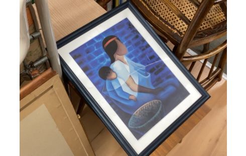 CADRE BLEU FEMME ET ENFANT