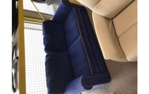 CANAPE 2 PLACES TISSU BLEU