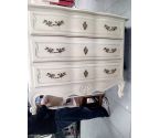 COMMODE 3 TIROIRS PEINTE CREME/GRISE