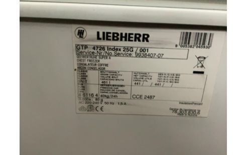 CONGELATEUR COFFRE LIEBHERR 461 LITRES