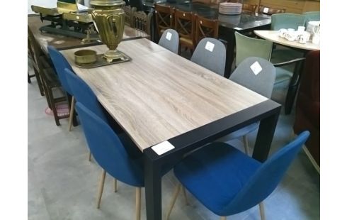 TABLE RECTANGULAIRE FACON BOIS*/PIED METAL NOIR/ 160 X 80 CM