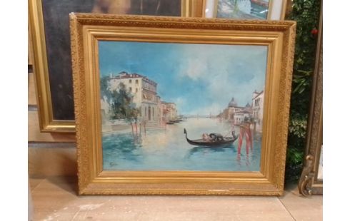 TABLEAU VENISE CADRE DORE SIGNE GARIN