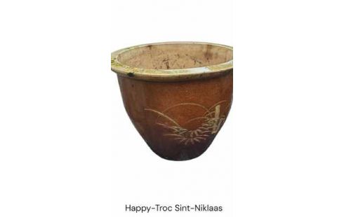 POT DE FLEURS ROND BRUN DECO ORIENTAL