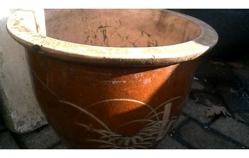 POT DE FLEURS ROND BRUN DECO ORIENTAL