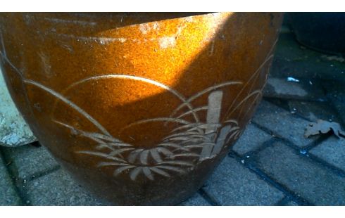POT DE FLEURS ROND BRUN DECO ORIENTAL