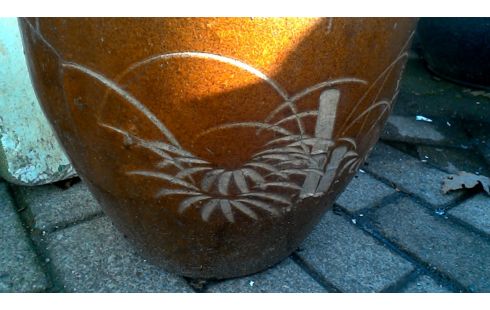 POT DE FLEURS ROND BRUN DECO ORIENTAL