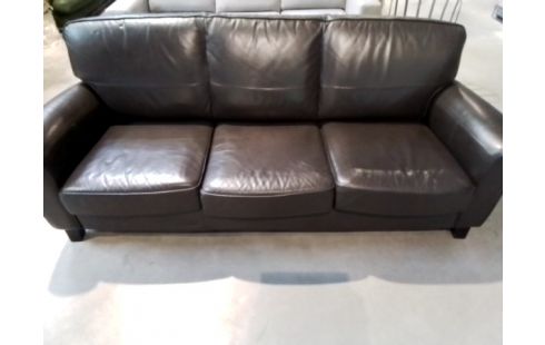 CANAPE SIMILI CUIR NOIR 3P