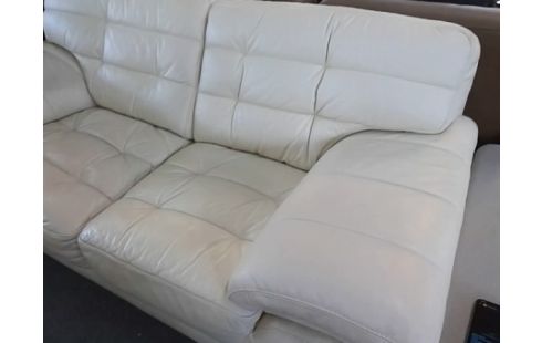 CANAPE CUIR BLANC 2P