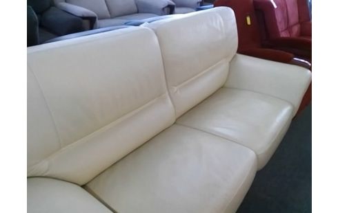 CANAPE CONVERTIBLE CUIR BLANC + CANAPE CUIR BLANC 2P