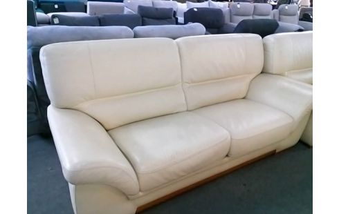 CANAPE CONVERTIBLE CUIR BLANC + CANAPE CUIR BLANC 2P