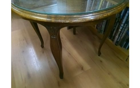 TABLE RONDE BASSE AVEC PLATEAU VERRE