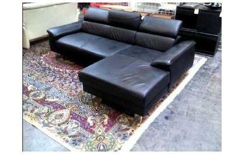 ECKCOUCH LEDEROPTIK SCHWARZ VERST.BAR