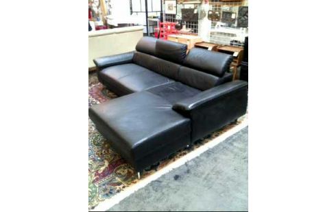 ECKCOUCH LEDEROPTIK SCHWARZ VERST.BAR