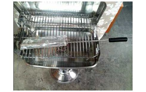 SÄULENGRILL EDELSTAHL HOLZKOHLE VERSTELLBAR