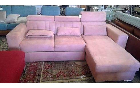 CANAPE CONVERTIBLE ANGLE TISSU ROSE